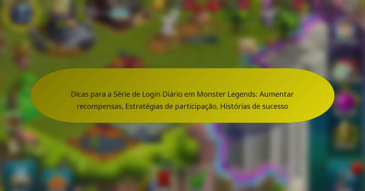 Dicas para a Série de Login Diário em Monster Legends: Aumentar recompensas, Estratégias de participação, Histórias de sucesso