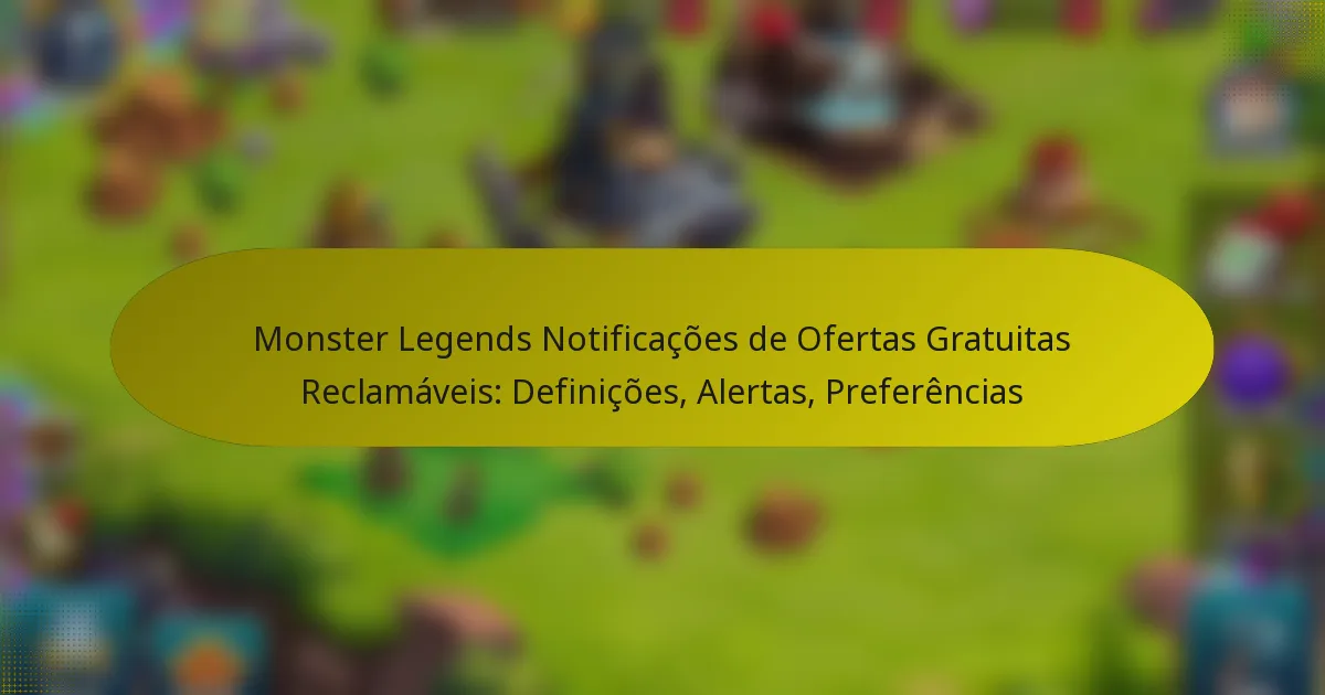 Monster Legends Notificações de Ofertas Gratuitas Reclamáveis: Definições, Alertas, Preferências