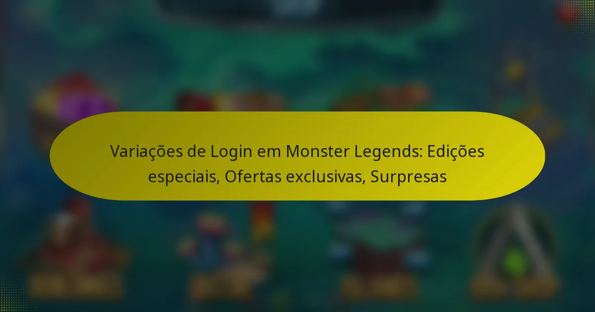 Variações de Login em Monster Legends: Edições especiais, Ofertas exclusivas, Surpresas