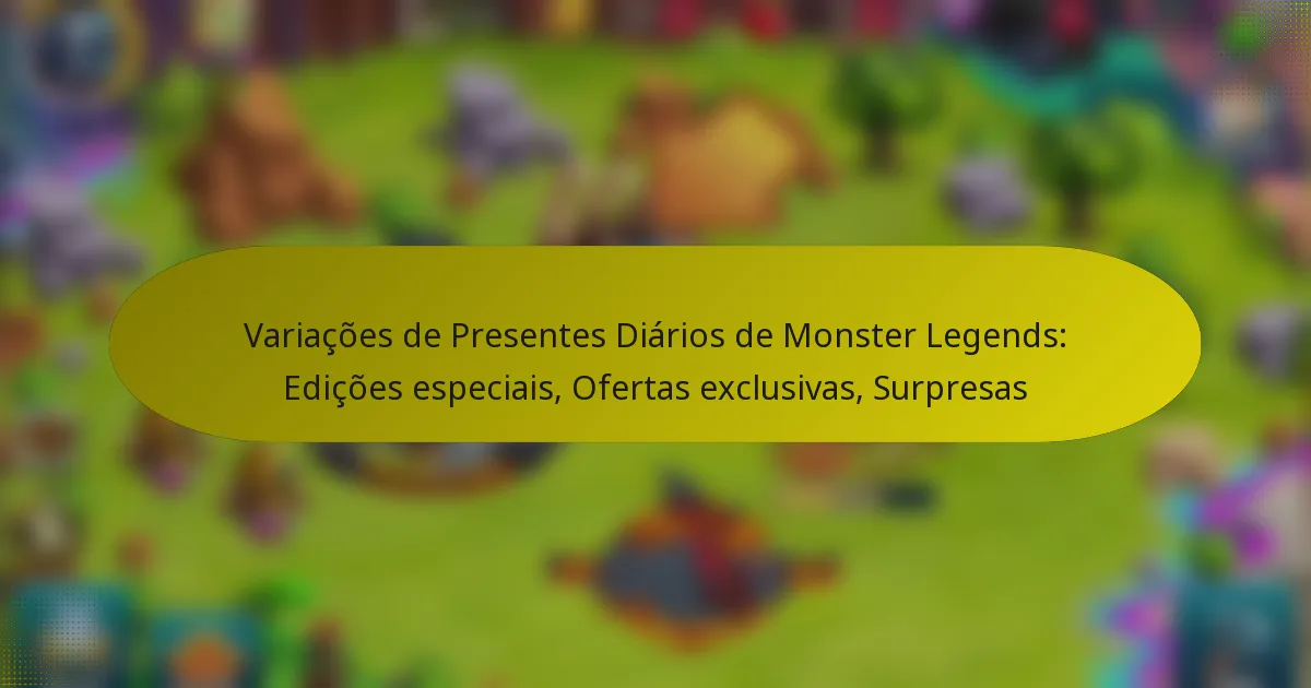 Variações de Presentes Diários de Monster Legends: Edições especiais, Ofertas exclusivas, Surpresas